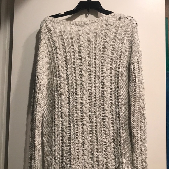 Vince brand, grey, cream cable knit sweater - Picture 6 of 6